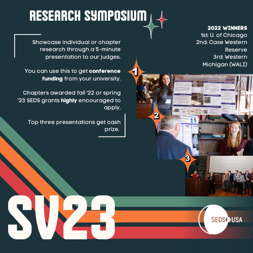 Research symposium: Showcase individual or chapter research through a 5-minute presentation to our judges.