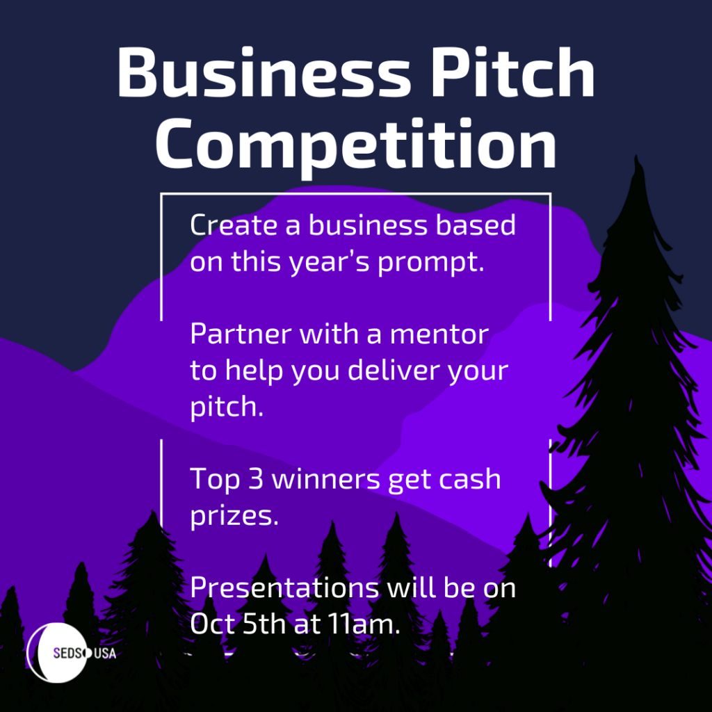 Business Pitch Competition - Create a business based on this year's prompt. Partner with a mentor to help deliver your pitch. The top three winners get cash prizes. Presentations will be on October 5th at 11 am.